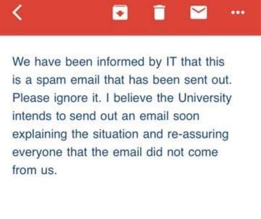 Copy of an email sent to a student who was seeking clarification from a member of staff.