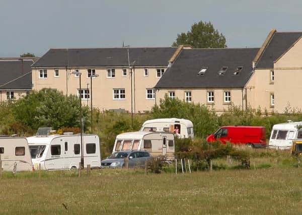 Council land in Hopefield opposite Braeburn Avenue, Bonnyrigg where travellers have appeared.