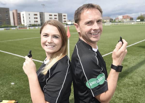 Retired referee Crawford Allan and daughter Vikki. Pic: Greg Macvean