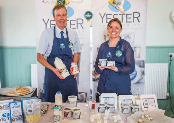 Phil Morgan and Jackie McCreery of  Yester Farm Dairies at Fisherrow Community Centre, Musselburgh.