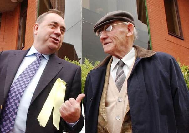 Alex Salmond with his father ahead of watching a Celtic v Aberdeen SPL match. Picture: Robert Perry
