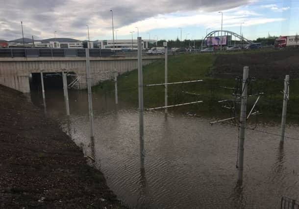 Severe flooding has resulted in a reduced service for Edinburgh Trams. Picture; @edinburghtrams