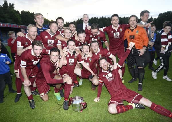 Tranent celebrate winning the Fife and Lothians Cup. Pic: Greg Macvean