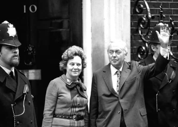 Harold Wilson and his wife Mary waving outside 10 Downing Street, at a time when there was a decent interval between elections. Picture: PA