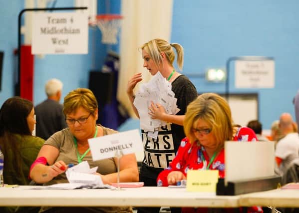Midlothian Constituency General Election Count, Lasswade Centre.