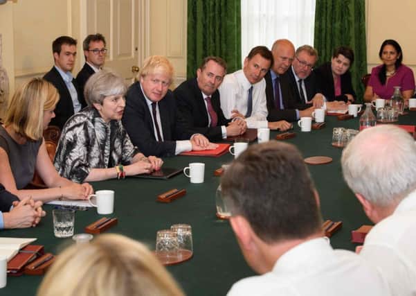 Ruth Davidson attends Theresa May's first Cabinet meeting of her new team. Picture: Getty