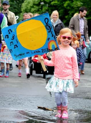 Molly O'Kane, 4, celebrates Leith Gala Day. Pic: Lisa Ferguson