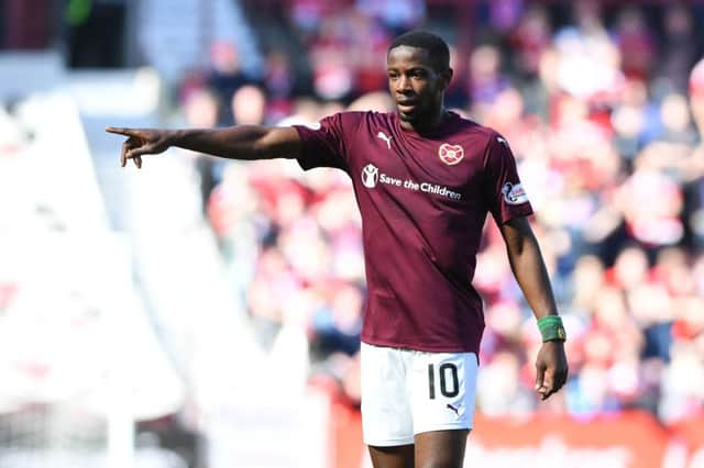 Arnaud Djoum has expressed his desire to move on from Hearts this summer. Picture: SNS/Alan Harvey