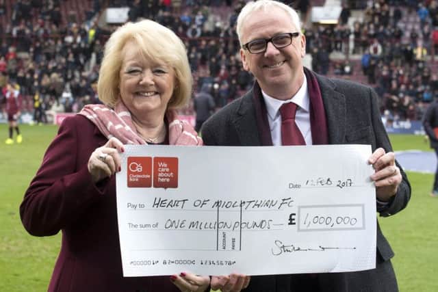 Hearts owner Anne Budge received a donation of Â£1 million from FoH last February. Pic: SNS