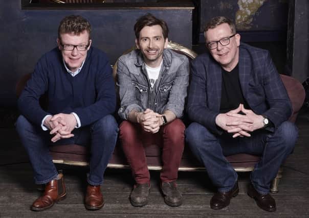 The Proclaimers meet David Tennant during the documentary. Picture: Debra Hurford Brown
