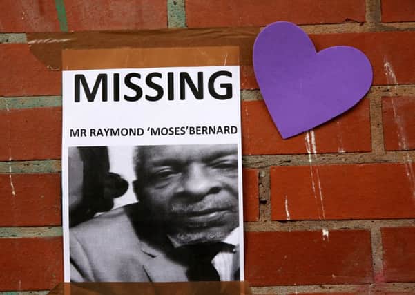 A missing poster for Raymond Moses Bernard put up after the fire in Grenfell Tower. Picture: SWNS