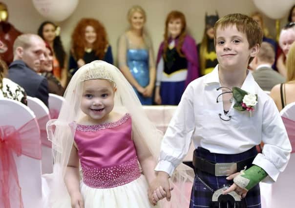 Eileidh Paterson, 5, and best friend Harrison Grier, 6, both from Forres, Moray. Picture: SWNS