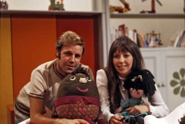 Brian Cant and Chloe Ashcroft on Play School, 1970.