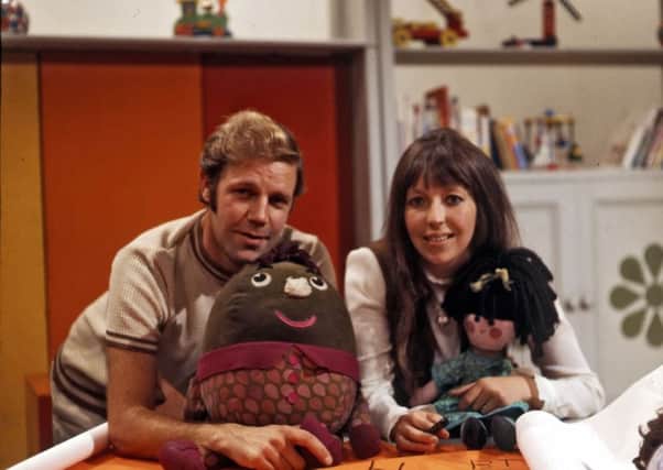 Brian Cant and Chloe Ashcroft on Play School, 1970.