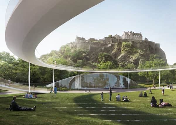 Designs submitted in the competition to design a replacement for the ross Bandstand in Edinburgh's Princes Street Gardens

Amphitheatre (c) Malcolm Reading Consultants, William Matthews Associates and Sou Fujimoto