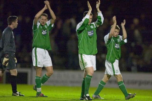 Stevenson, right, made his Hibs debut in a League Cup clash at Ayr in September 2005