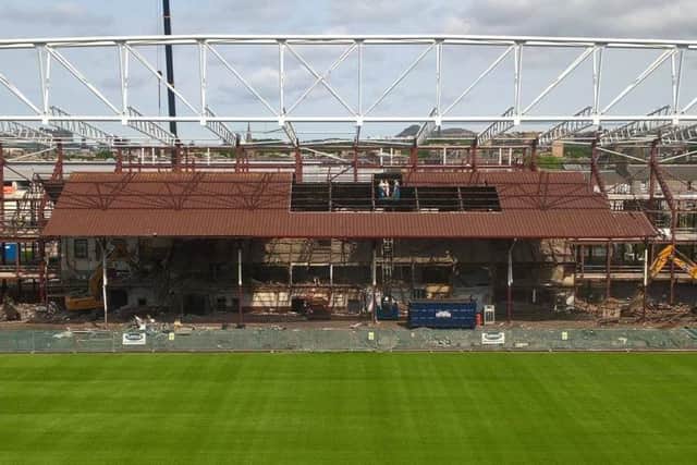 The 1914 Archibald Leitch stand is disappearing fast. Picture: Copyright Heart of Midlothian FC