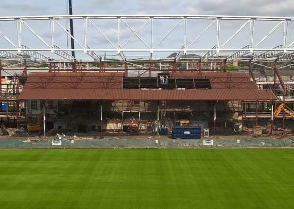 The 1914 Archibald Leitch stand is disappearing fast. Picture: Copyright Heart of Midlothian FC