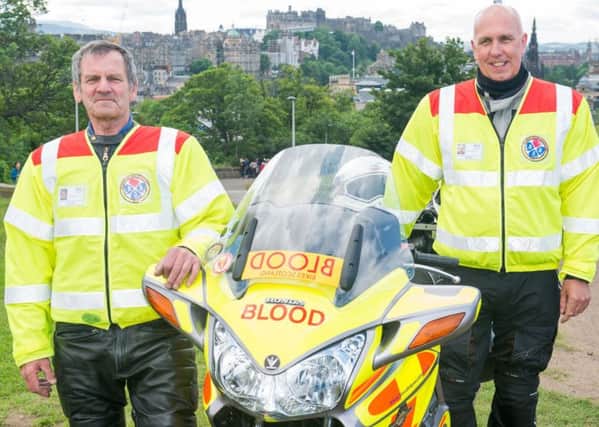 Brian Fraser  and John Baxter
Blood deliver supplies for the NHS. Picture; Ian Georgeson