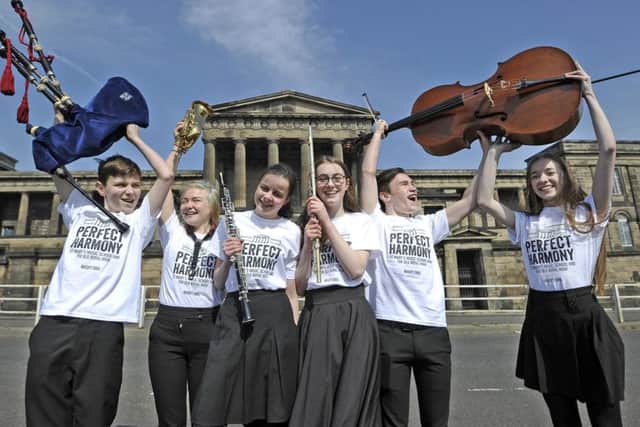 Music school pupils launch the Perfect Harmony campaign. Picture: Neil Hanna