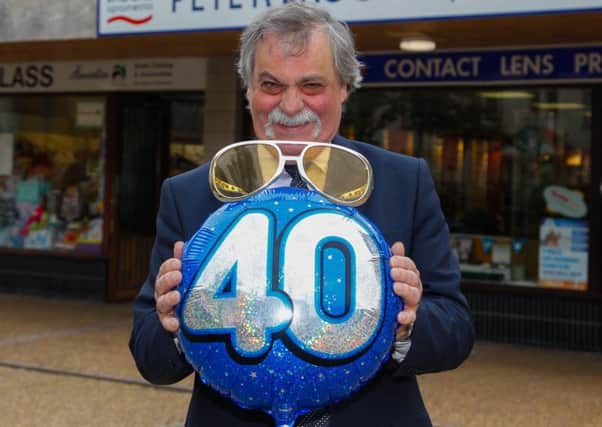 Peter Brooks, who is celebrating 40 years in business as an optometrist in Dalkeith 26/6/17