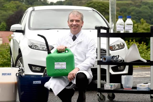 The
World's first car to be fuelled by whisky residue biofuel takes it's inaugural journey. Picture; Lesley Martin