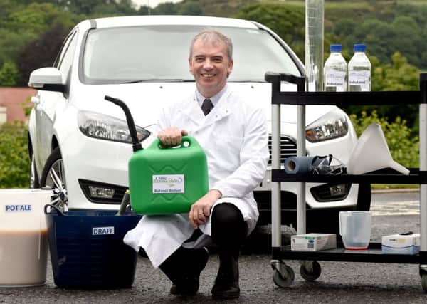 The 
World's first car to be fuelled by whisky residue biofuel takes it's inaugural journey. Picture; Lesley Martin