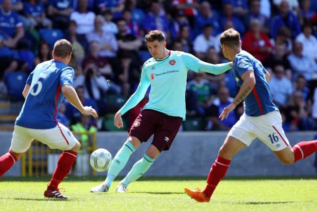 Kyle Lafferty in action at Windsor Park for Heart of Midlothian. Picture: INPHO/Presseye/Brian Little