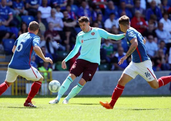 Kyle Lafferty in action at Windsor Park for Heart of Midlothian. Picture: INPHO/Presseye/Brian Little