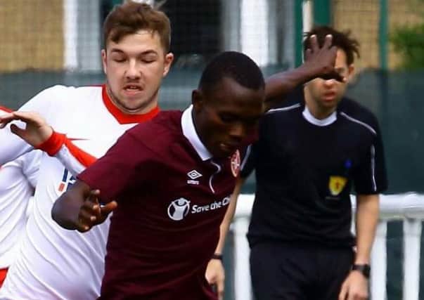Michel Otou featuring for Hearts in a pre-season tournament against Spartans.