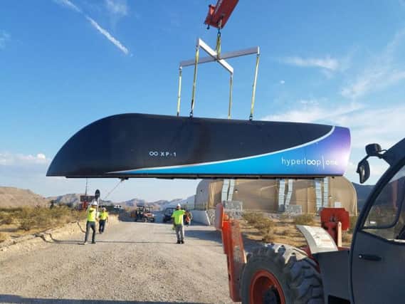 The prototype Hyperloop One pod. Picture: Hyperloop One