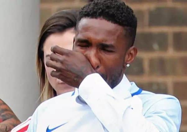 Jermain Defoe outside St Joseph's Church in Blackhall, County Durham. where the funeral of Bradley Lowery, the six-year-old football mascot whose cancer battle captured hearts around the world, took place. Picture by: Owen Humphreys/PA Wire