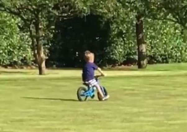 Callum Hoy shows his skills on his balance bike. Picture: ChrisHoy1/Instagram