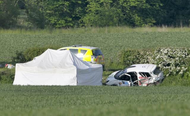 The scene near Coldstream of the fatal accident at the Jim Clark Memorial Rally in 2014. Picture: Ian Rutherford