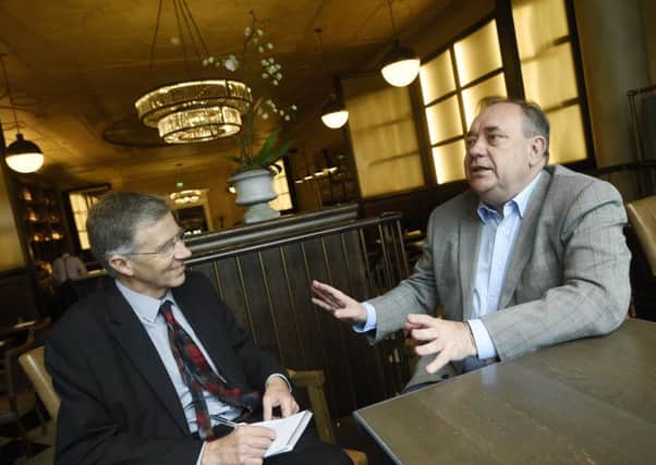 Ian Swanson interviews Alex Salmond. Picture: Greg Macvean