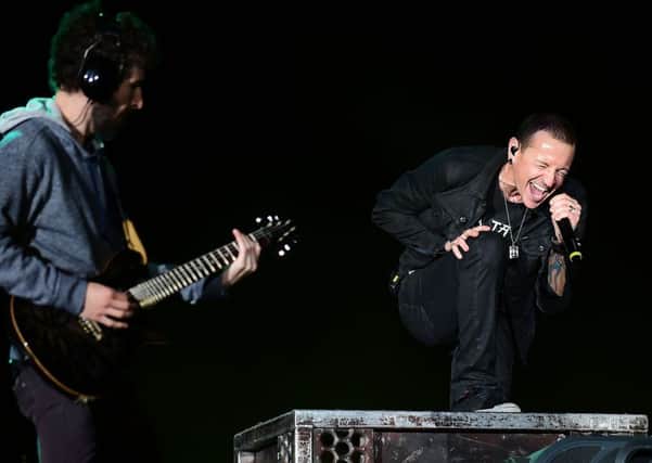 Linkin Park, fronted by lead singer Chester Charles Bennington playing Las Vegas. Picture; Getty