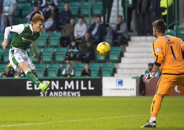Simon Murray scored a hat-trick for Hibs against Arbroath. Pic: SNS