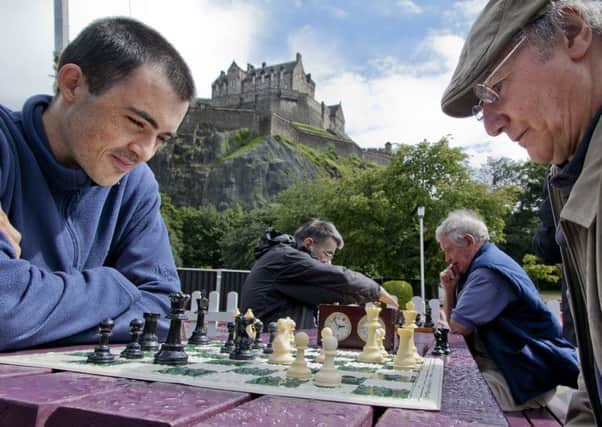 Outdoor chess games are available in West Princes Street Gardens every Thursday from 2pm. Picture: Alistair Linford