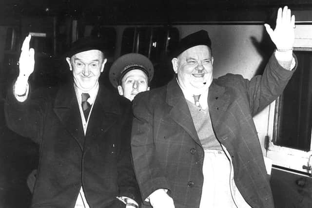 Laurel and Hardy on a later visit to Edinburgh c.1954. Picture: TSPL