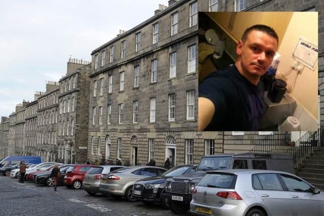 Ashley Hawkins, inset, died in Scotland Street flat