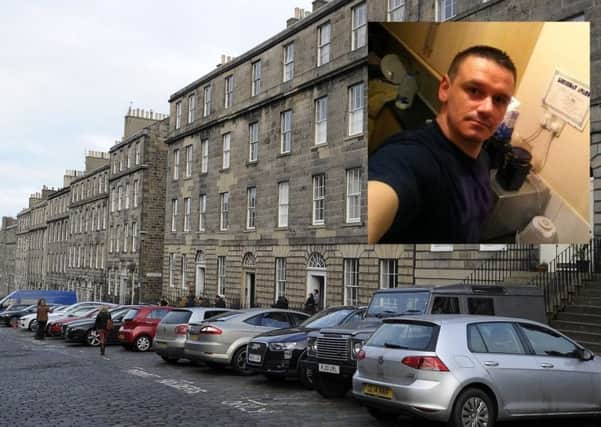 Ashley Hawkins, inset, died in Scotland Street flat