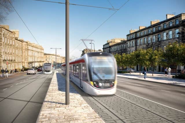 An artist's impression of how the trams will look going down Leith. Picture: contributed