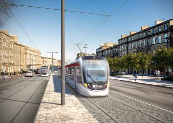 An artist's impression of how the trams will look going down Leith. Picture: contributed