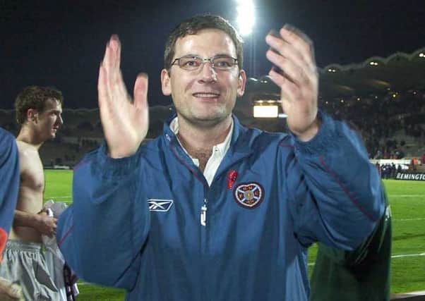 Craig Levein celebrates the win over Bordeaux in 2003