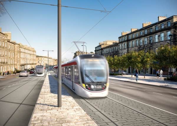 Artists impresions of how the trams will look going down Leith.