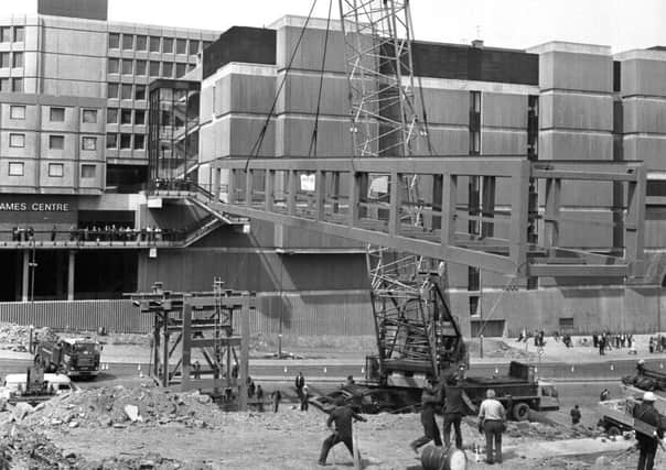 The first section of the new footbridge linking the St James centre with Calton Hill, June 1975. Picture: TSPL