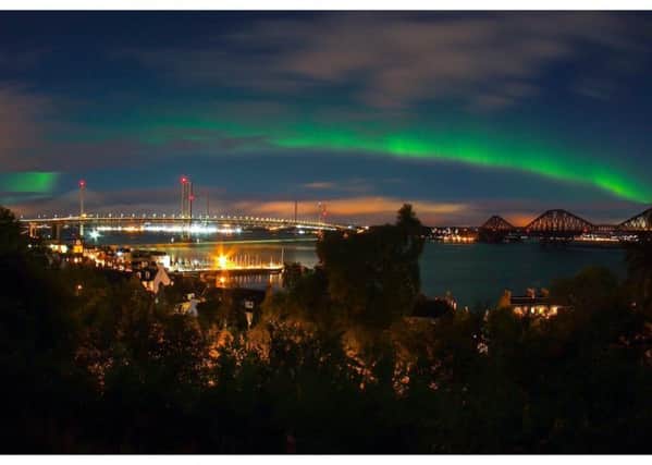 Northern Lights over the three Forth bridges. Picture: Paul Baralos @baralos1973