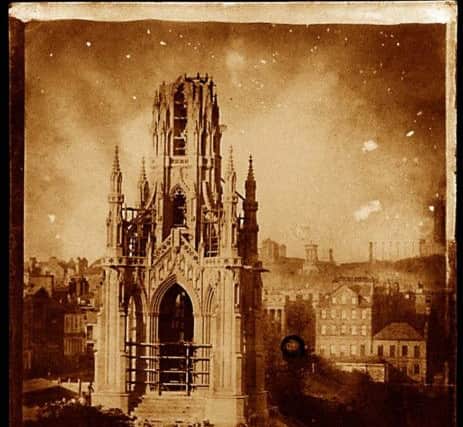 A half-complete Scott Monument. Picture: University of Glasgow Library, Special Collections