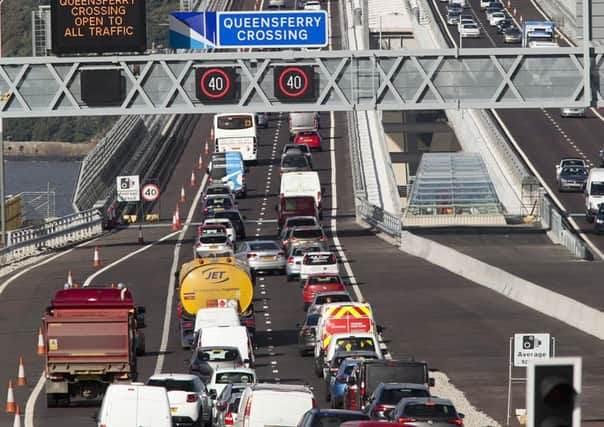 Traffic on the Queensferry Crossing at rush hour