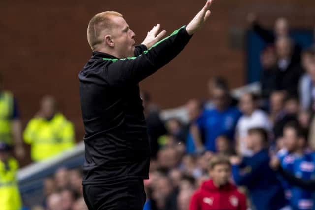 Neil Lennon celebrates Simon Murray's goal. Picture: SNS